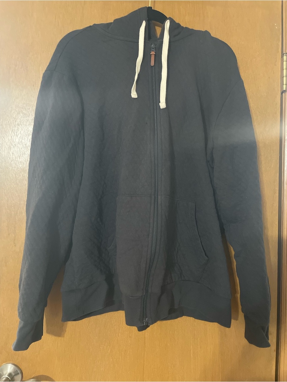 Goodfellow & Co Black Full-Zip Hooded Sweatshirt with White Drawstrings